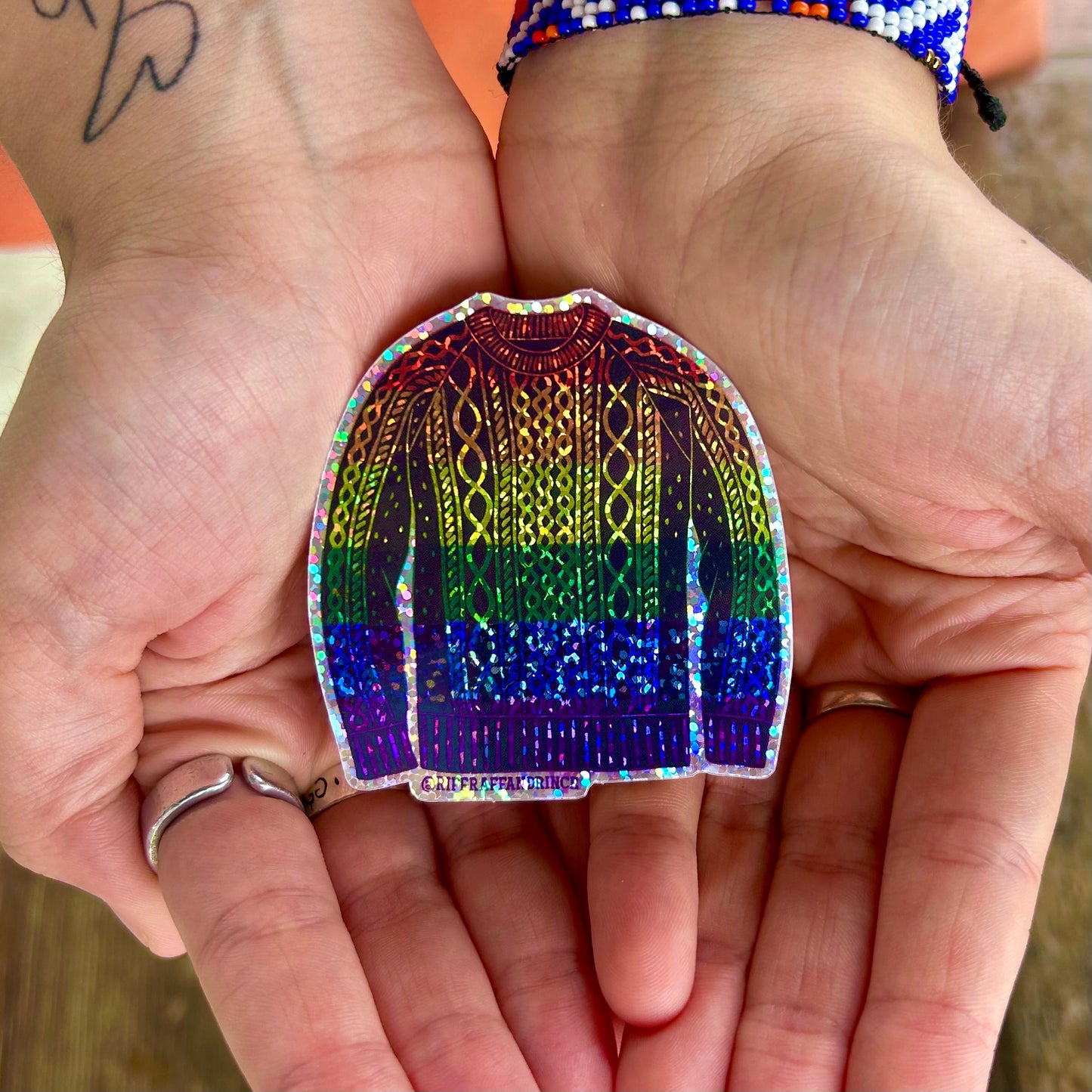 Pride Flag Irish Sweater Glitter Sticker