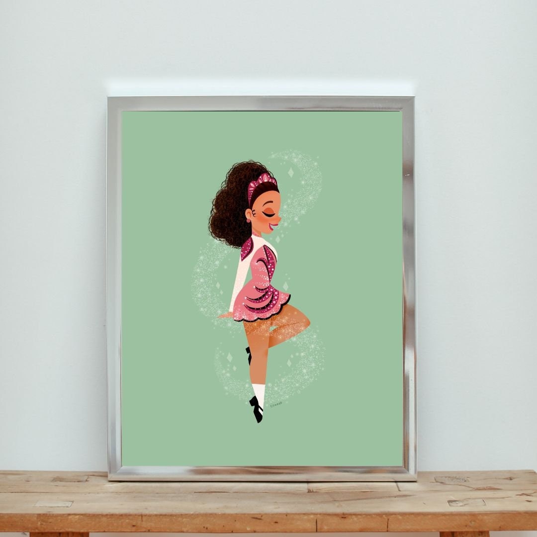 Brunette Irish Dancer Art Print by Amanda Conrad
