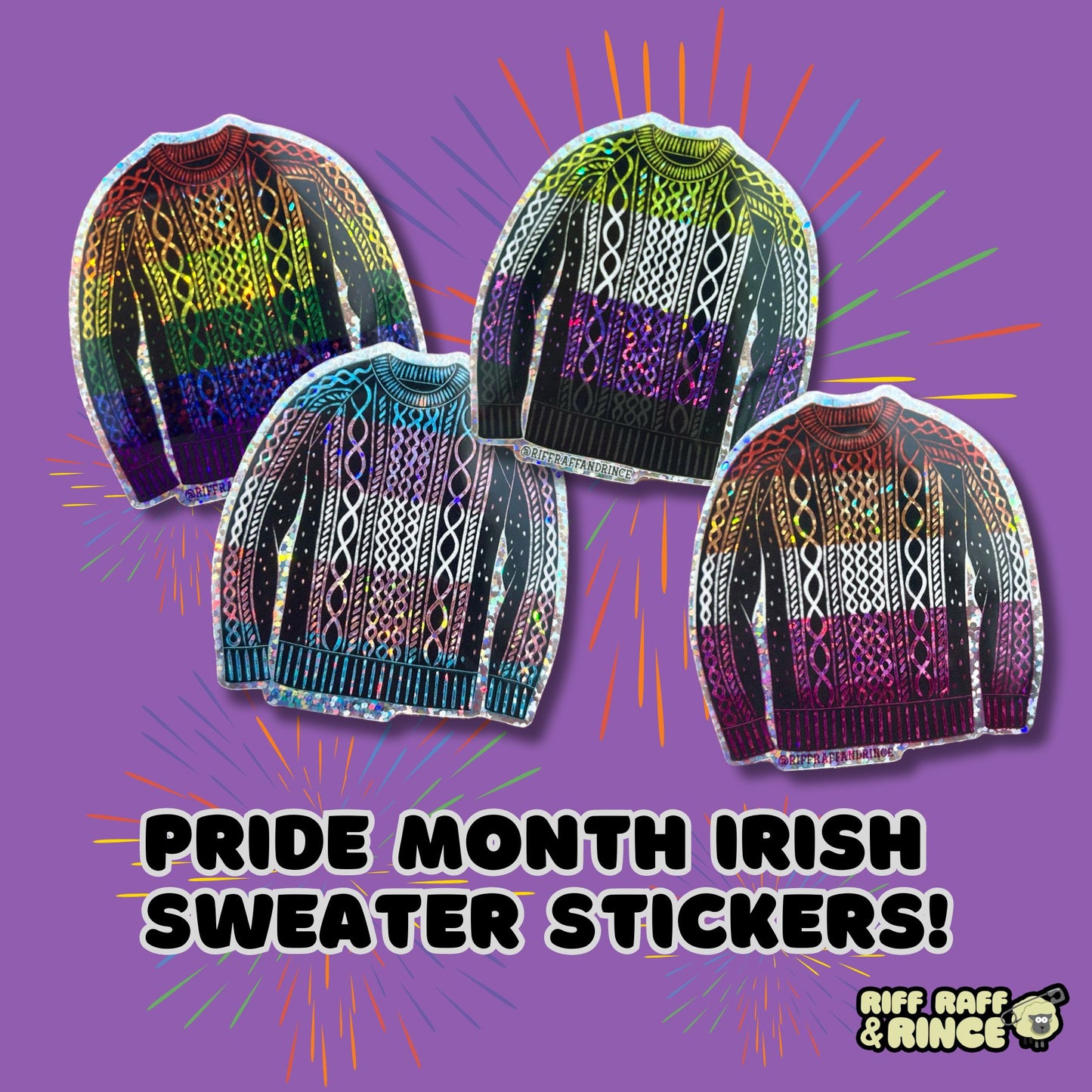 Nonbinary Pride Irish Sweater Glitter Sticker