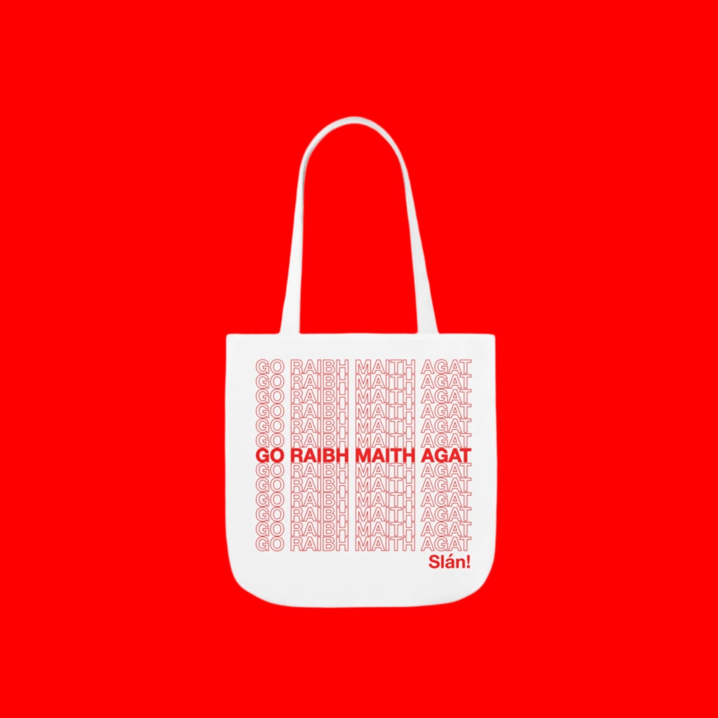 Thank You Irish Language Gaeilge Polyester Canvas Tote Bag