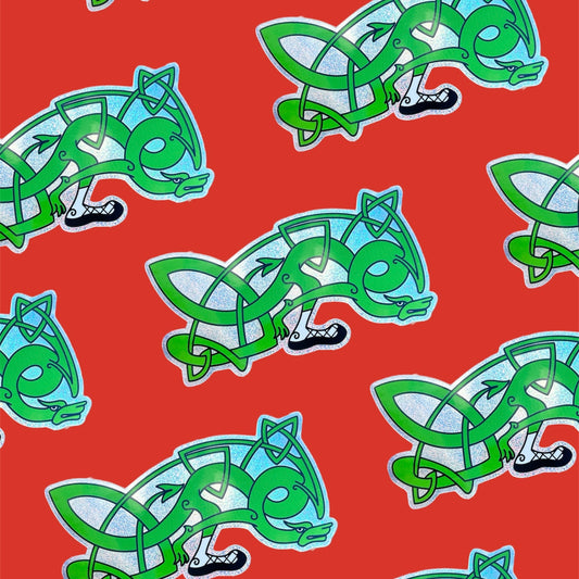 Irish Dancing Celtic Knot Dragon Glitter Sticker