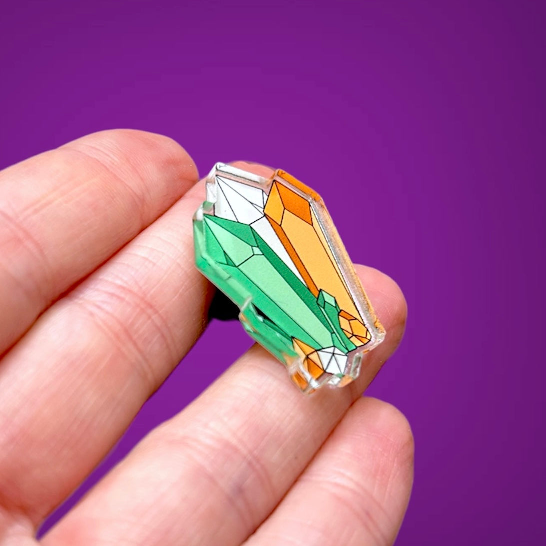 Irish Flag Colors Crystal Cluster Acrylic Pin