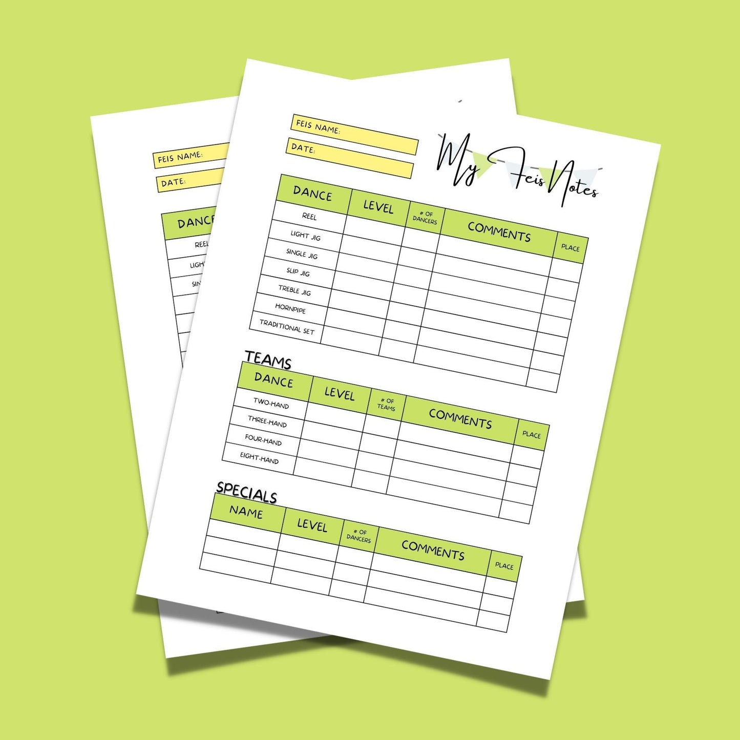 My Feis Notes! Irish Dancer Progress Sheet // Downloadable PDF File