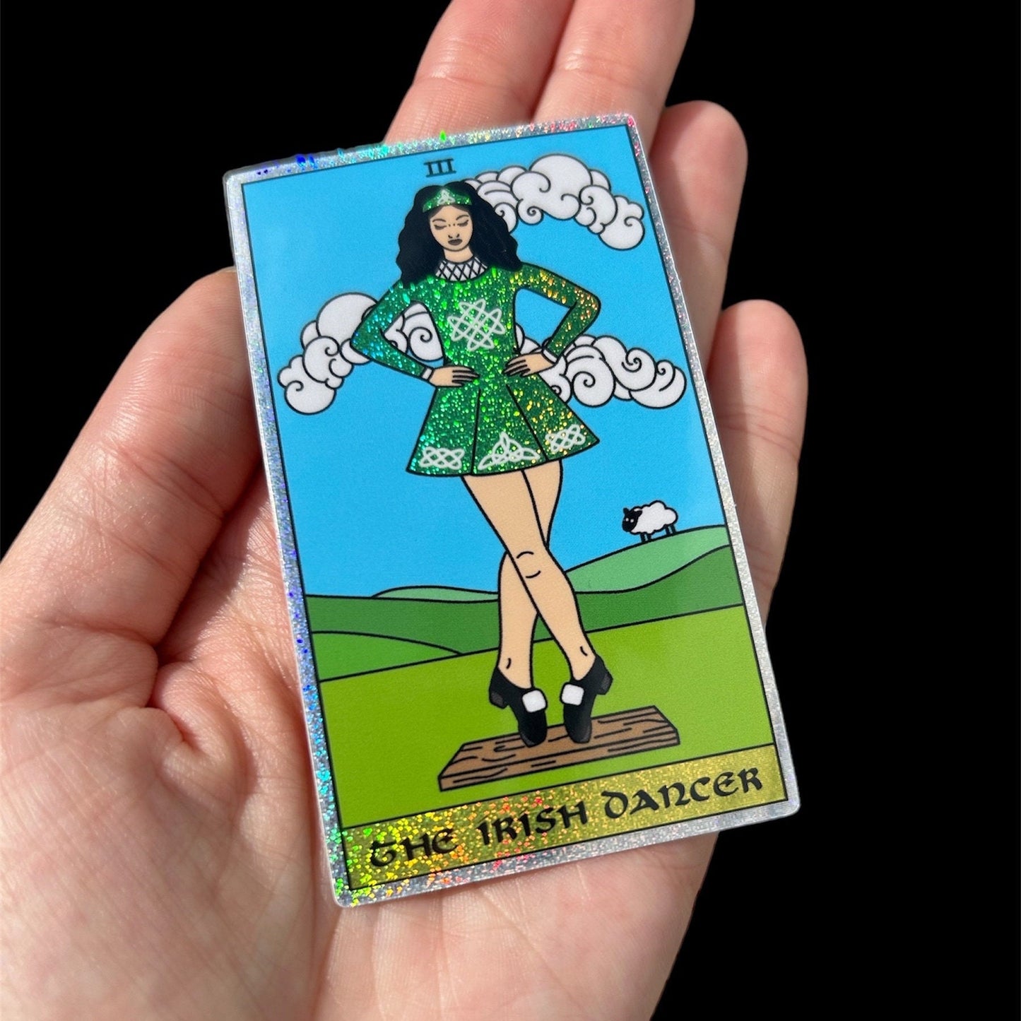 Irish Dancer Tarot Card Glitter Sticker